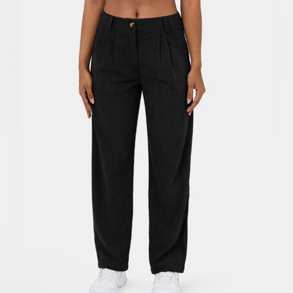 Halara High Rise Button Zipper Side Pocket Corduroy Casual Pants small black - Picture 2 of 6